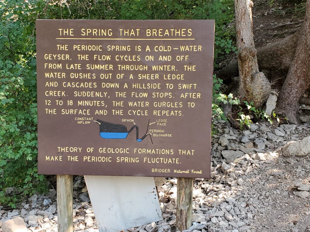 sign at intermittent spring, afton, wy