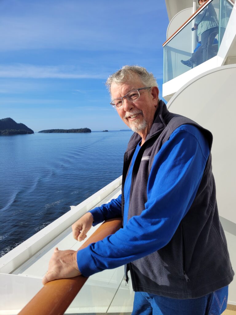 D.A. on our balcony aboard Norwegian Bliss